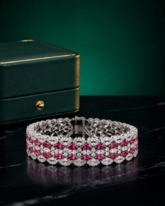 Ruby Red Diamond Statement Bracelet