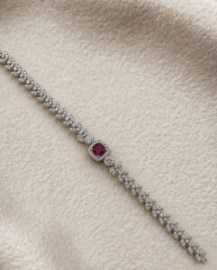 Ruby Floral Leaf Diamond Bracelet