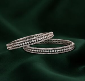 Silver Double-Row Diamond Bangles