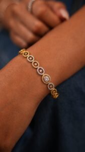 Gold & Diamond Circular Link Bracelet