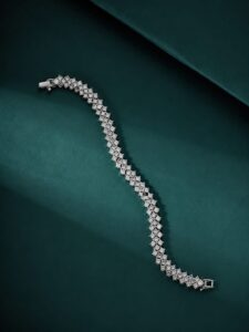 Silver Square-Cut Diamond Bracelet