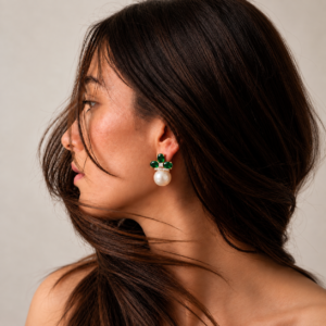 Emerald Pearl Blossom Earrings