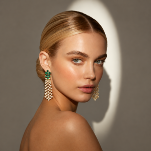Emerald Cascade Diamond Earrings